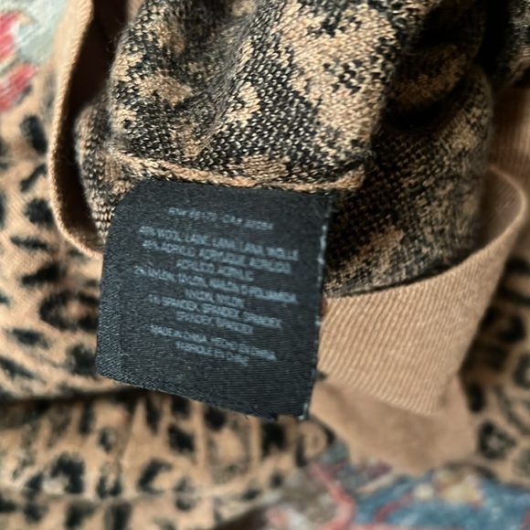 Anthropologie Moth Tan Animal Print Wide Leg Wool Blend Knit Pants Med sweater - Picture 6 of 7